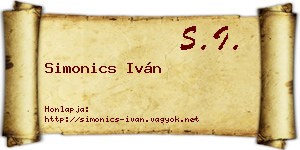 Simonics Iván névjegykártya